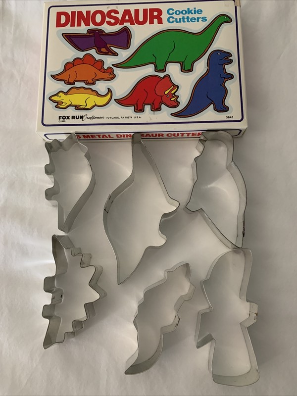 Vtg Dinosaur Cookie Cutters Fox Run Craftsmen 1985 Complete with Box gallery