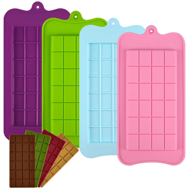 WMKGG 4 PCS Silicone Chocolate Bar Mold Set, Break-Apart Chocolate Bar Mold, …