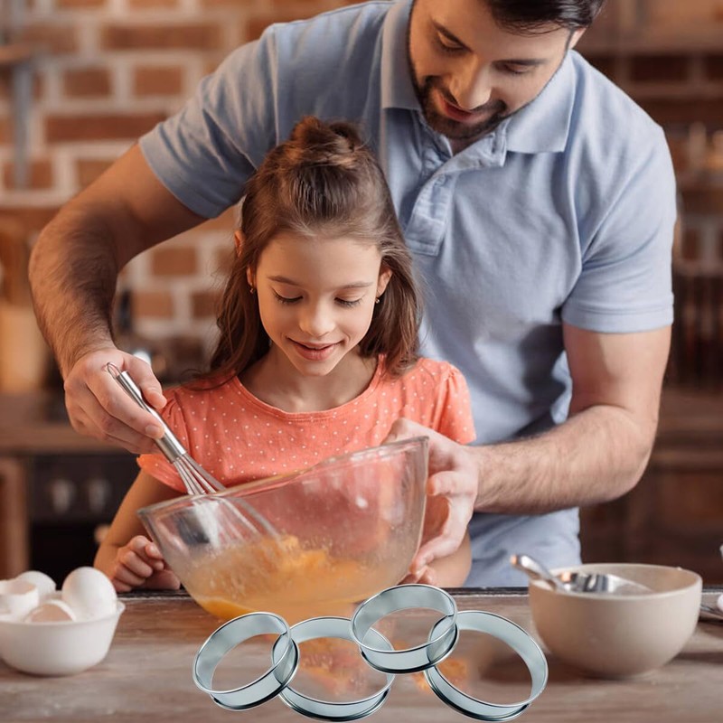 12 Pieces Cooking Rings 4 Inch English Muffin Rings Stainless Steel Double Ro... gallery