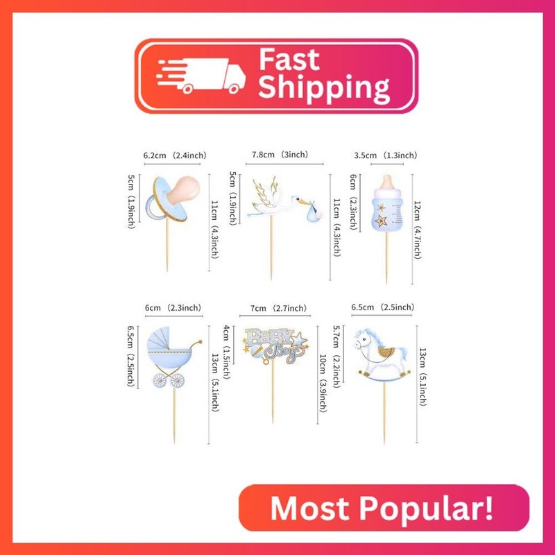 Ercadio 24 Pack Baby Boy Cupcake Toppers Baby Shower Boy Cupcake Picks Oh It’s a gallery
