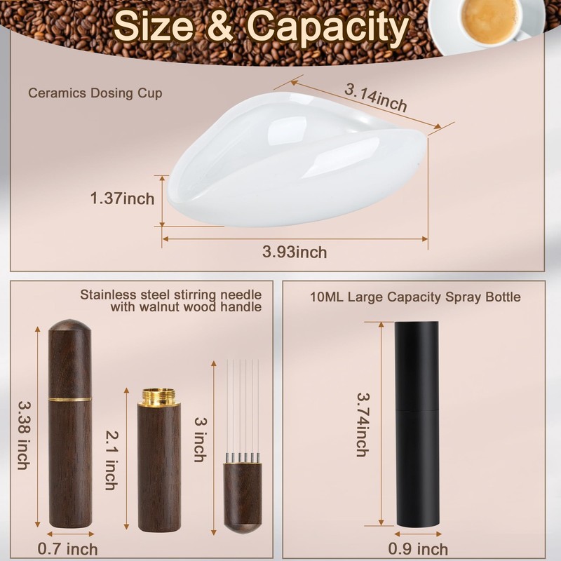 Coffee Bean Dosing Cup and RDT Spray Bottle, Espresso Stirrer 6 Black gallery