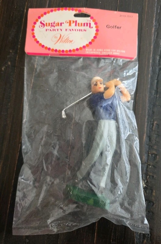 Vintage Wilton Sugar Plum Party Favors Golfer Cake Topper Decoration NOS *READ