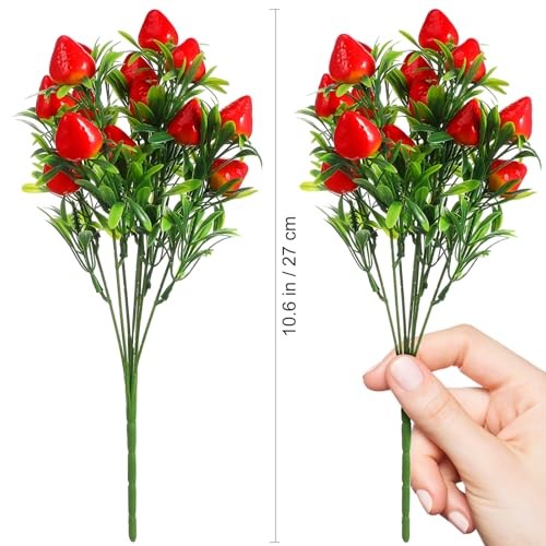 6 Pcs Artificial Strawberry Stems, 10.61 Inch Fake Red Berry Branches Plastic gallery