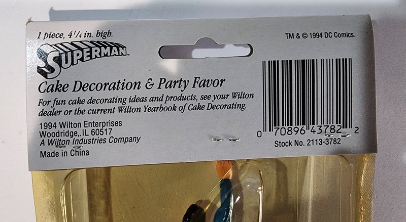 New Vintage 1994 Wilton Cake Topper Superman New in Package. gallery