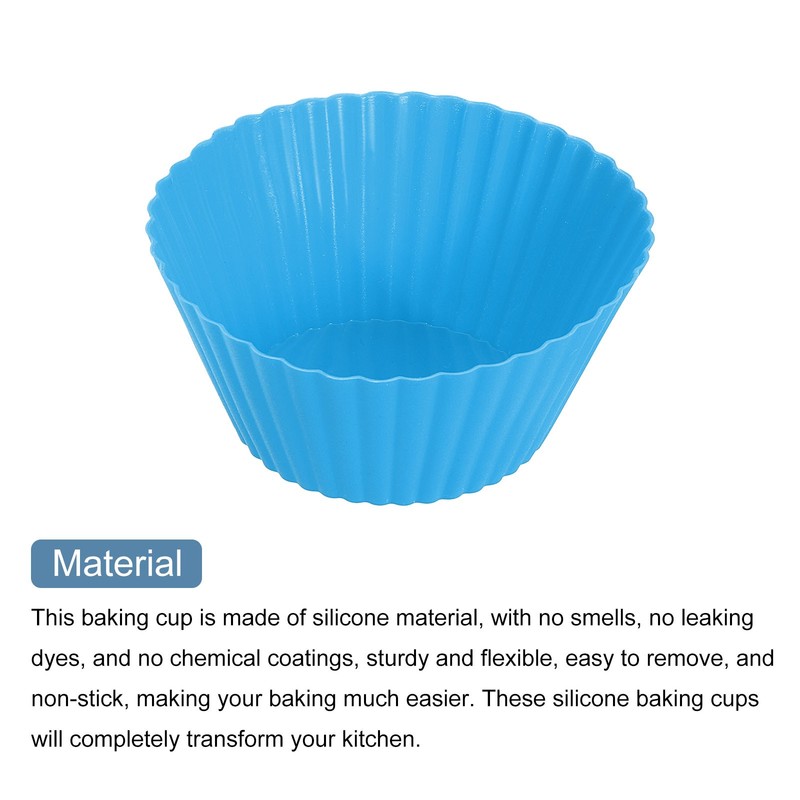 36Pcs Silicone Cupcake Baking Cups, 2.8" Non-Stick Muffins Liners Blue gallery