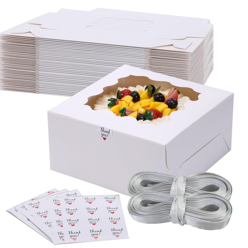 48 PCS 4x4x2.5" White Bakery Boxes with Window for Mini Cakes Cookies Treats gallery