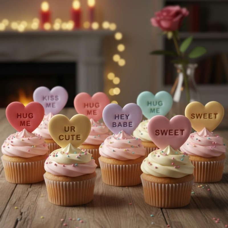 Set of 10 Flirty Conversation Heart Cookie Cutters – Cute Romantic Messages f... gallery