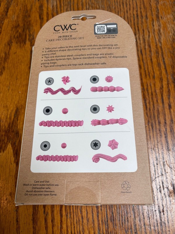 20pc Cake Decorating Kit 6 Icing Tips 2 Couplers, 12 Piping Bags Cooking w Color gallery