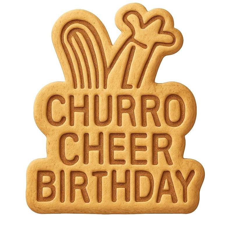 Churro Cheer Birthday Cookie Cutter & Stamp, Fondant & Clay – 4×3.6