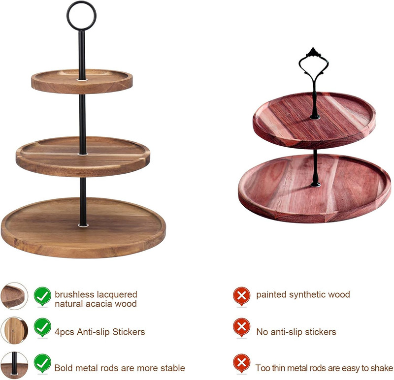 3 Tier Cupcake Stand, Wood Tiered Serving Tray Cupcake Tower, Serving Stand Disp gallery
