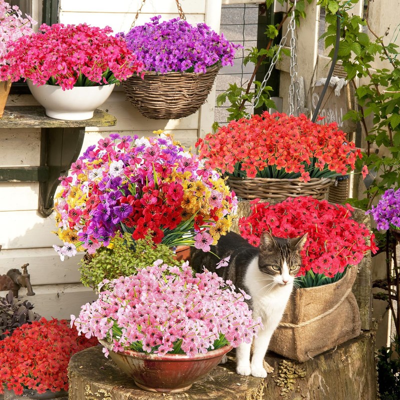 Agirl 24 Bundles Artificial Flowers For Outdoorno Fade Fake Plastic Flowers gallery