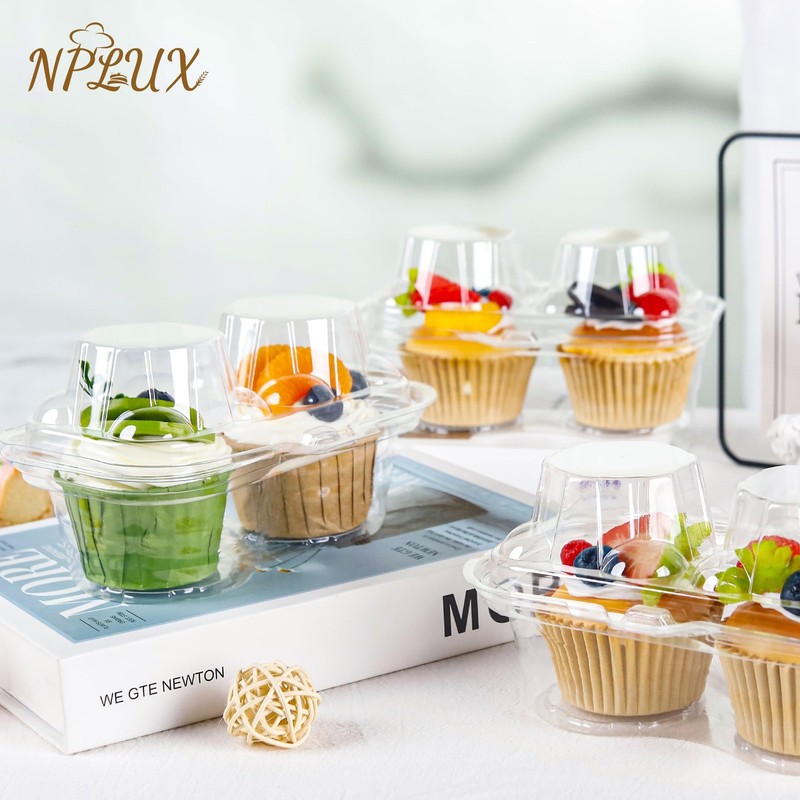 2 Count Cupcake Containers 25 Pack Cupcake Holder with Connected Airtight Lid... gallery