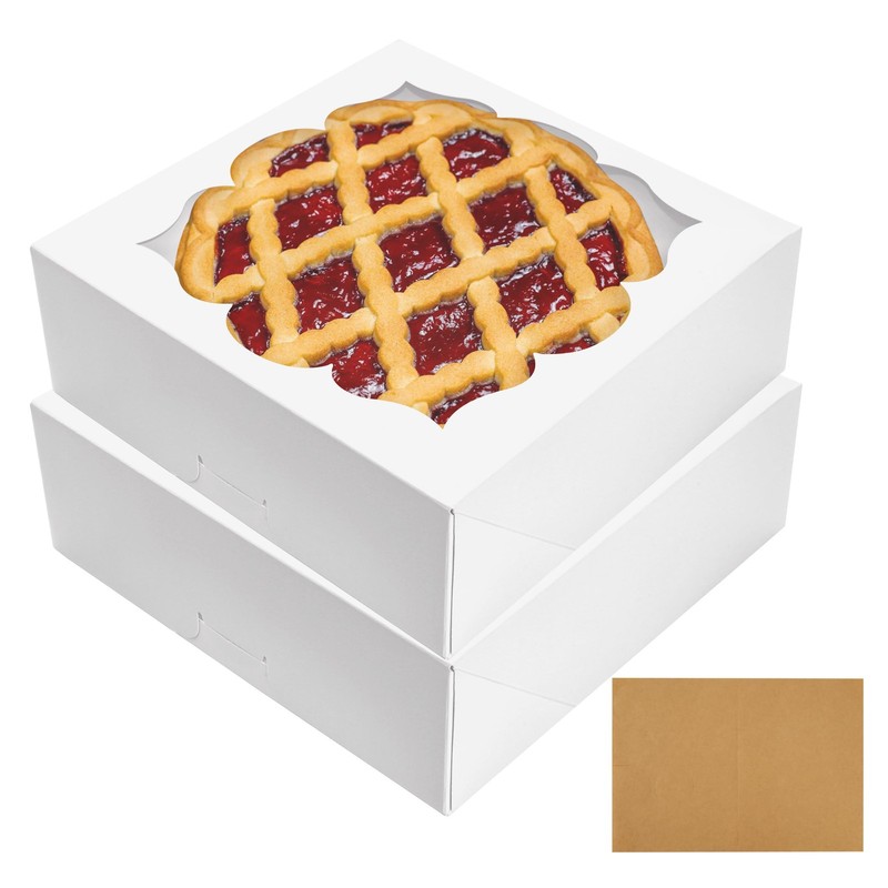 20 Pack Pie Boxes for 9 Inch Pie 9x9x3 in Bakery Boxes with Window Strawberry…