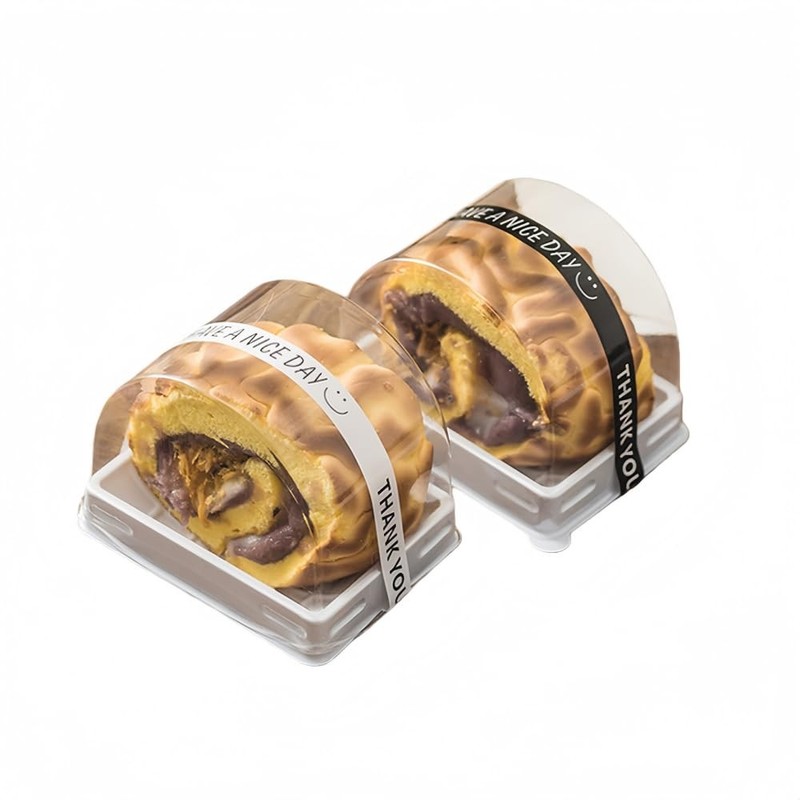 50 Pcs Roll Cake Set Single Personal Swiss Roll Container and 50 stickers,Cle…