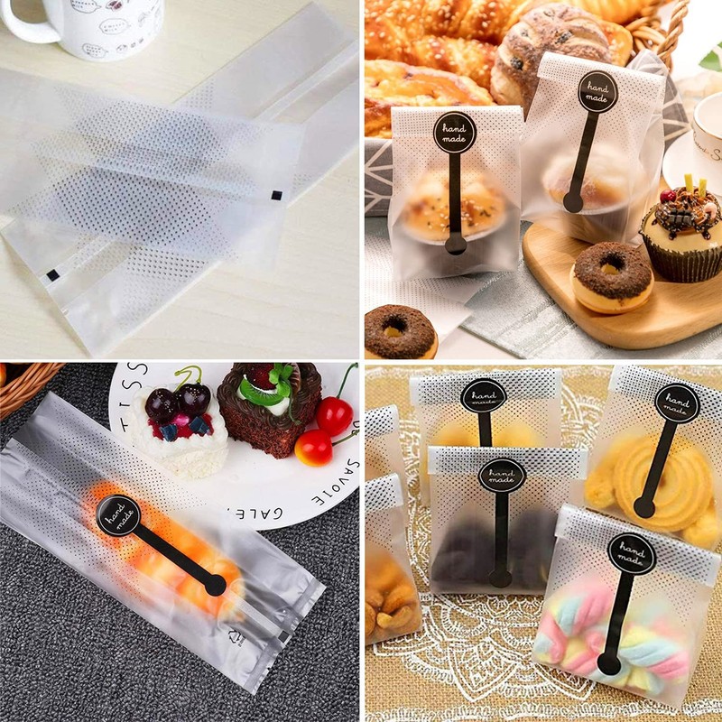 200pcs Translucent Plastic Bags, Cellophane Bags with 200Pcs Hand Made Sticke... gallery