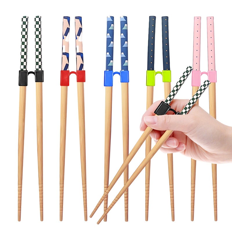 5 Pairs Reusable Adult Kid Training Chopsticks Trainers for Beginners, Japane...