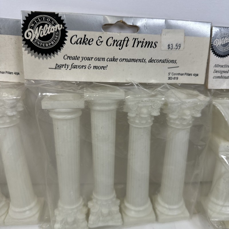 Lot Vintage Wilton Wedding Cake Pillars Columns Arched Crystal Grecian NOS gallery