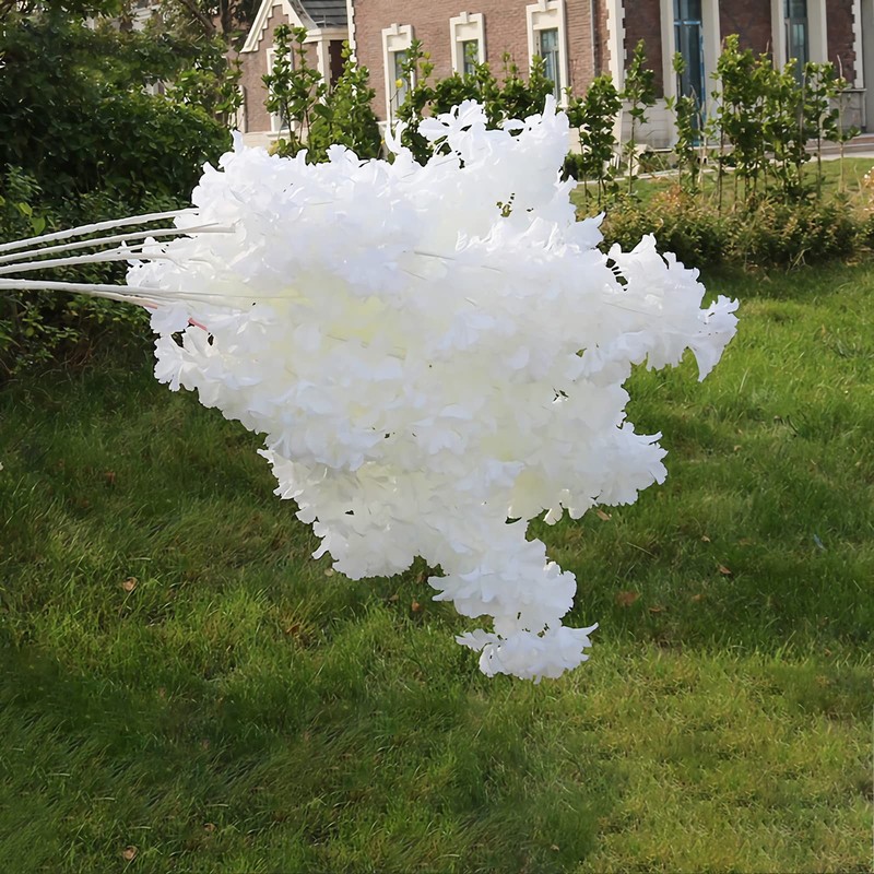 Pusuny Cherry Blossom Branches 35 Inch for Tall Floor Vase White 5PCS gallery