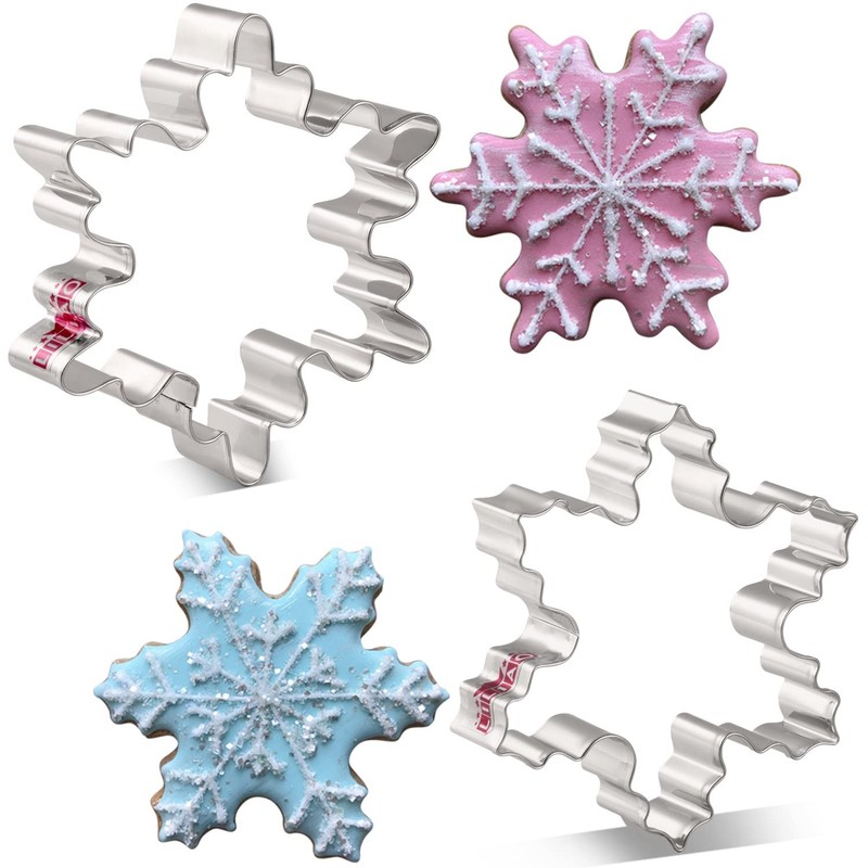 LILIAO Christmas Winter Snowflake Cookie Cutter Set – 2 Piece – 4 and 3.7 inc…