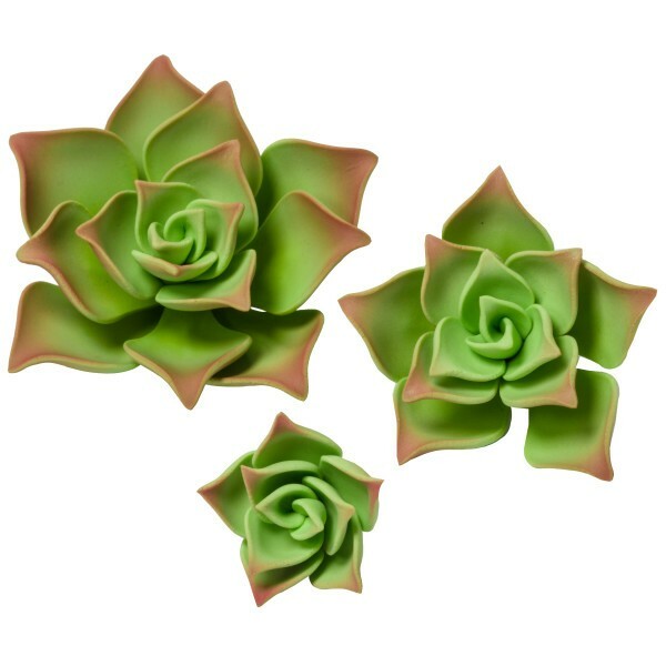 6 Individual Green Succulents Gum Paste Gumpaste flowers Fondant Sugar