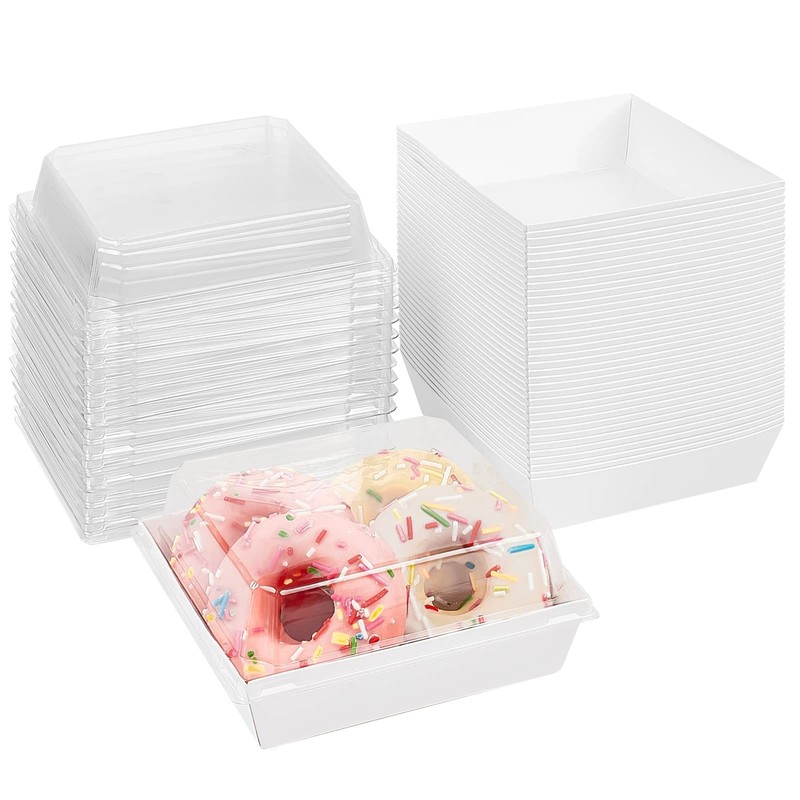 Small Charcuterie Boxes with Clear Lids, To Go Paper Disposable Food Containe…