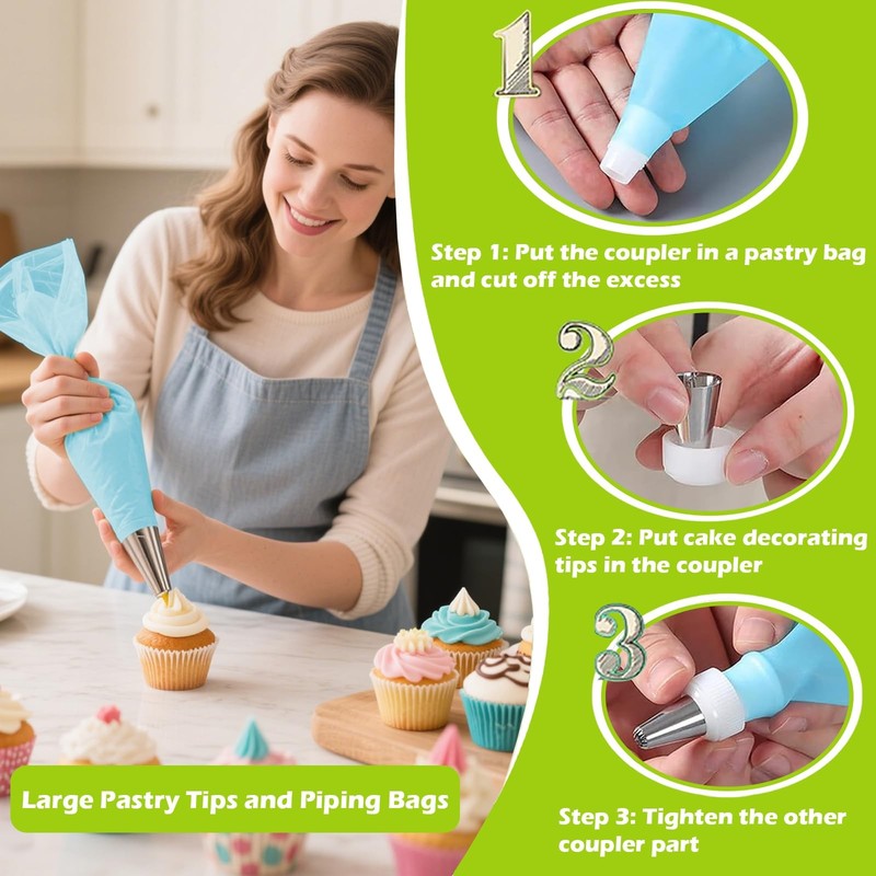 Large Piping Tips Set, Seamless Stainless Steel Cake Decorating Tips, Pastry ... gallery