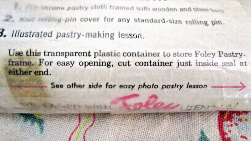 NEW OLD STOCK -SEALED~VINTAGE FOLEY PASTRYFRAME+ ROLLING PIN COVER -1939 PAT NO. gallery