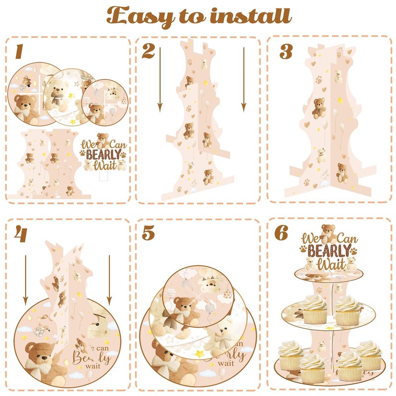 We Can Bearly Wait Cupcake Stand Bear Baby Shower Decorations 3 Tier Bear The... gallery