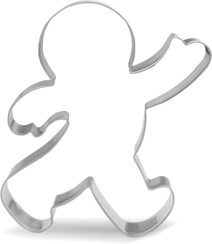 4.2 Inch Christmas Waving Gingerbread Man Cookie Cutter – Stainless Steel