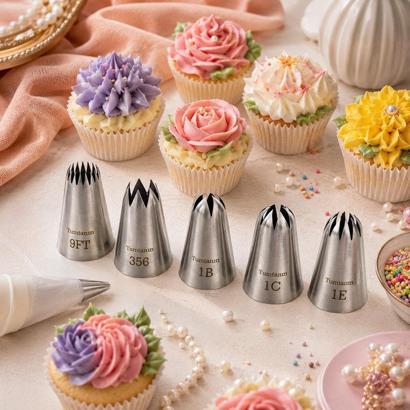 Professional Piping Icing Tips - 5 Pack Seamless 30mm Stainless Steel Nozzles gallery