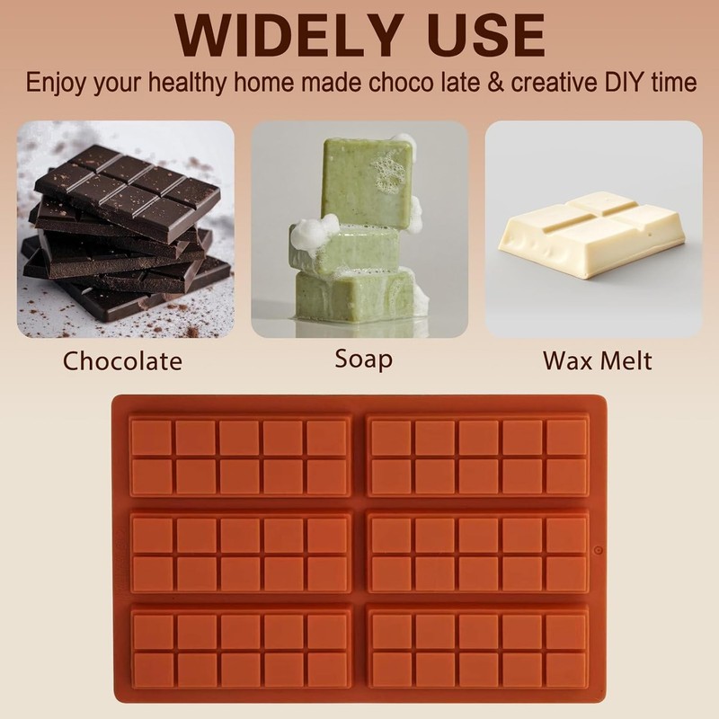 Silicone Chocolate Bar Mold – 6 Large Cavities, Food-Grade, Non-Toxic & Odorle gallery