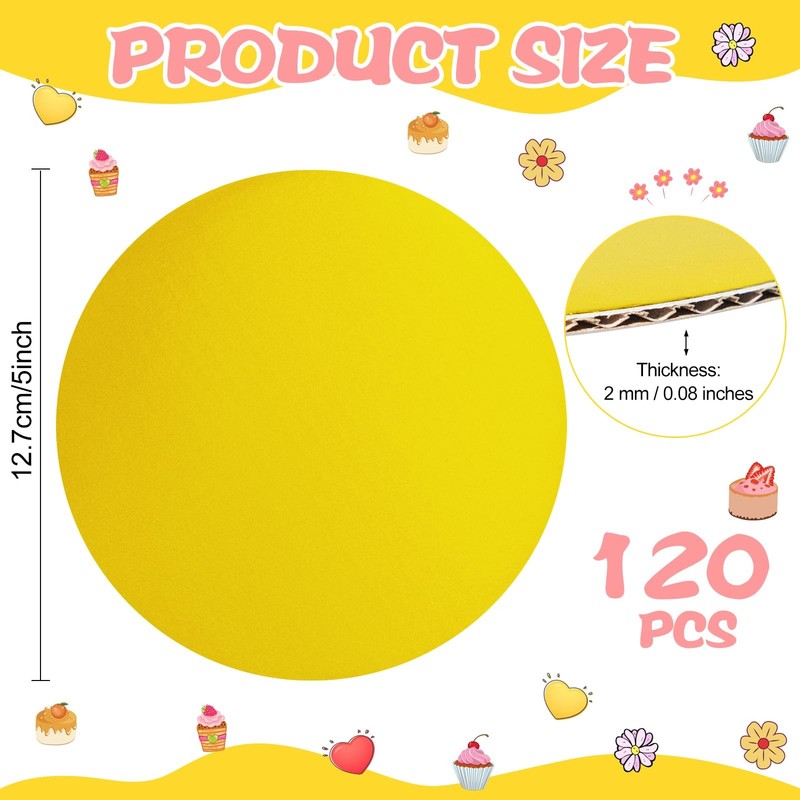 120 PCS 5 Inch Round Cake Boards Gold Grease Proof Pastry Baking Base Circles gallery