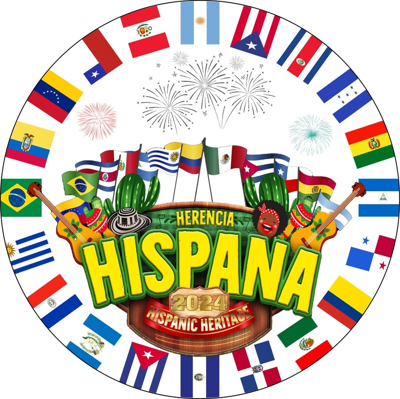 Cake Topper Image on sugar paper ( Hispanic Heritage ) 8 inches round.