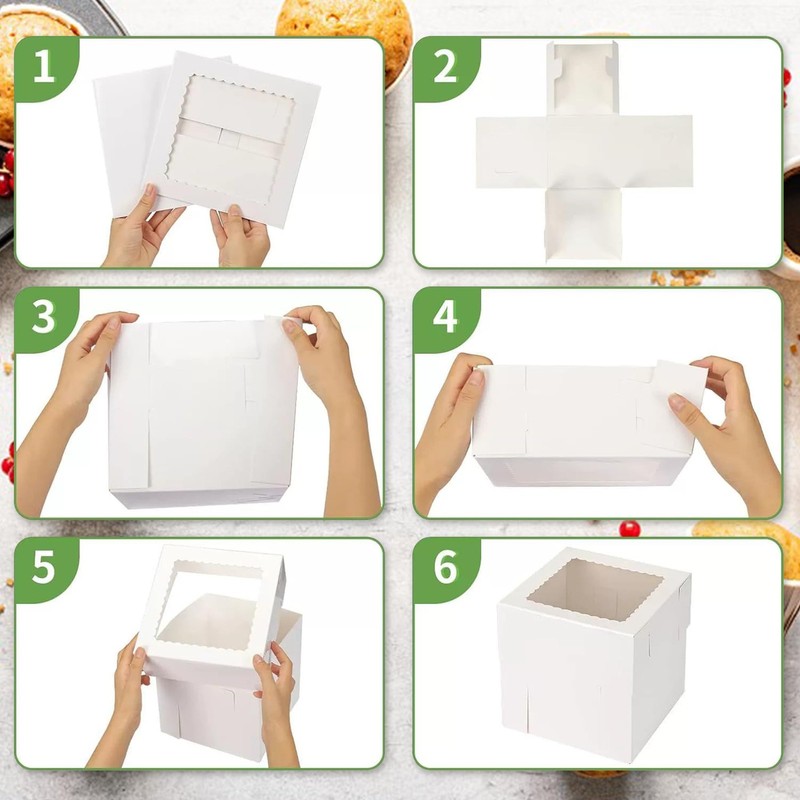 15 PCS 8x8x8 Inch White Bakery Cake Box With Window For Cupcake Pastry gallery