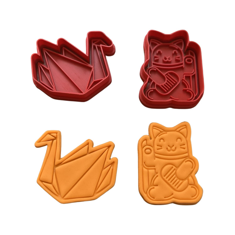 Japanese Theme Cookie Cutter Stamp Sakura Tree Fan Maneki-Neko Temple Sumo Koi F