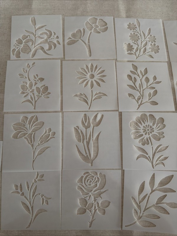 20Pcs Floral Cake Stencils Flower Cookie Decorating Stencil Set Baking Art DIY gallery