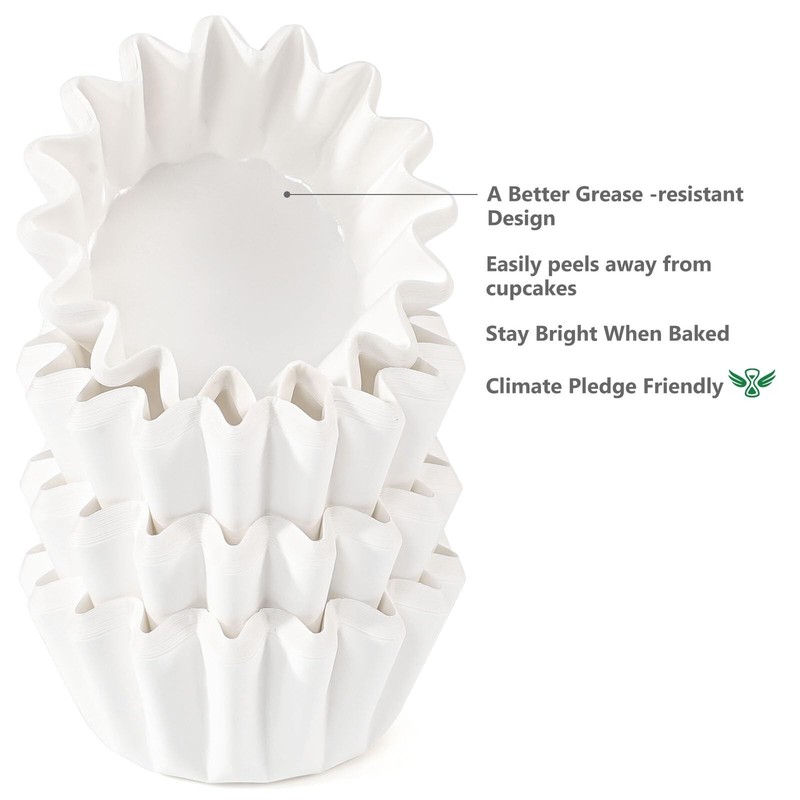 Caperci Heavy Duty White Mini Cupcake Liners 200 Counts - Grease-Resistant Pa... gallery