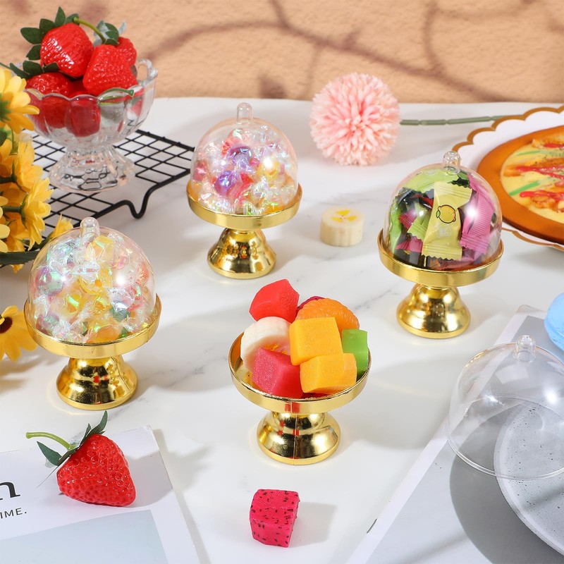 24 Pcs Mini Plastic Cake Stand with Dome Cover, Chocolate Candy Cupcake Conta... gallery