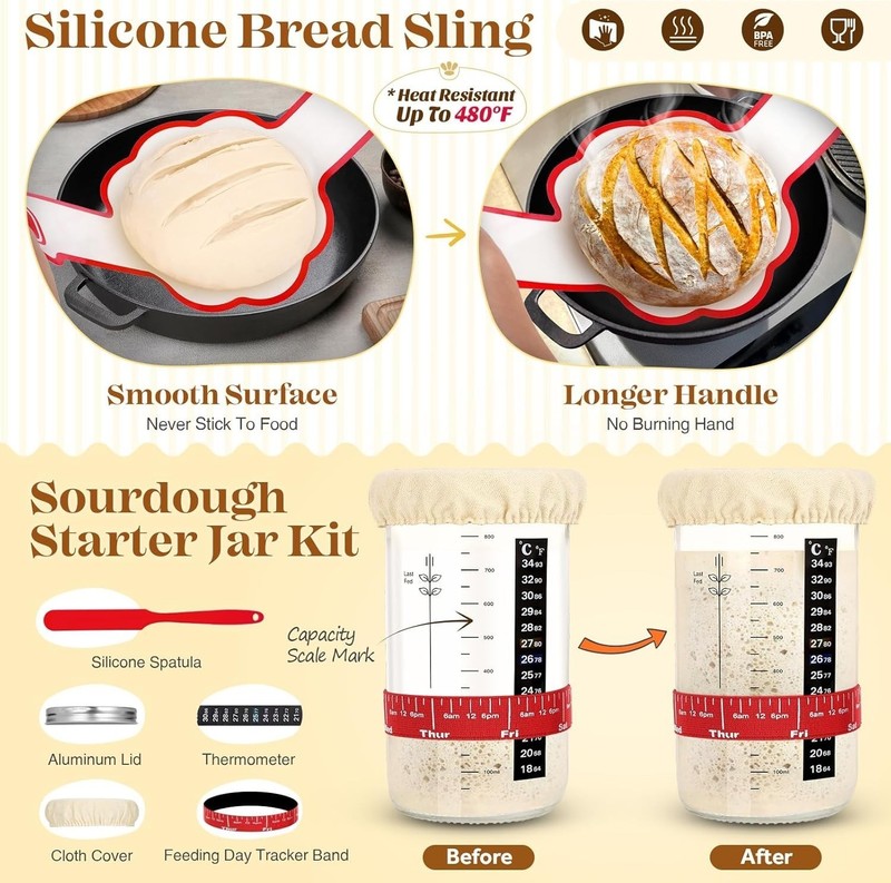 Sourdough Complete Starter Kit - Bread Making and Sourdough Starter Kit 25Pieces gallery