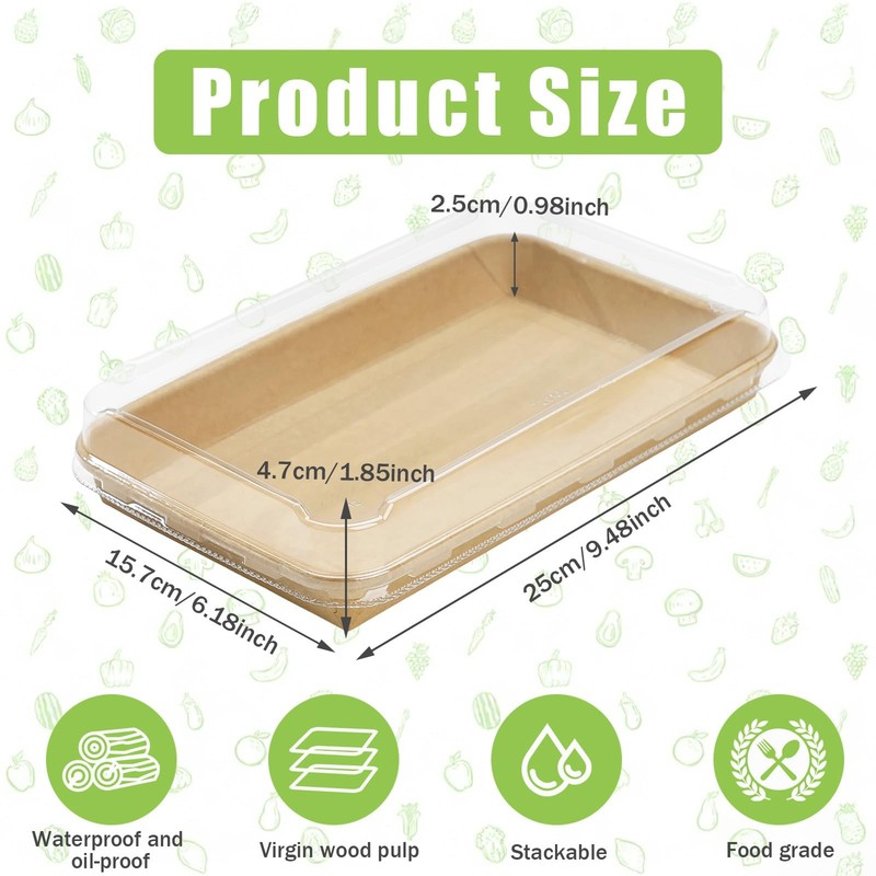 30 Pack 25 oz Charcuterie Boxes with Clear Lids, 9.5 x 6.2 x1.8 Inch Charcute... gallery
