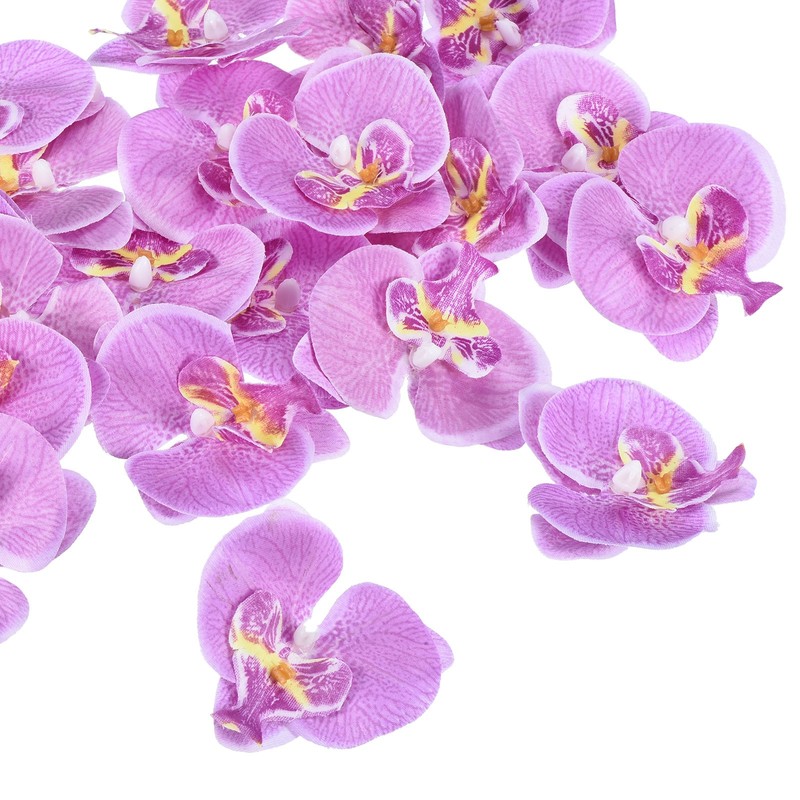 20Pcs 2.8″ Artificial Silk Butterfly Orchid Flower Heads for DIY Light Purple