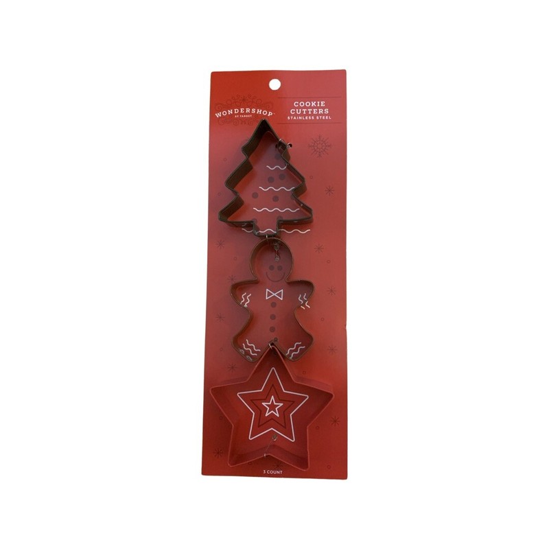 3 New Christmas Cookie Cutters Wondershop Target Tree Gingerbread Man Star Metal