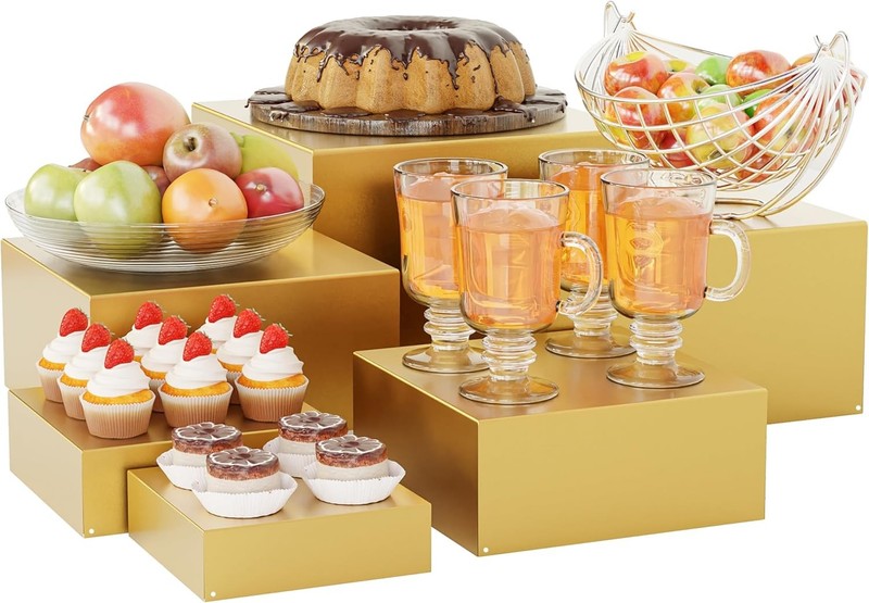 Metal Buffet Risers,6PCS Food Risers Buffet Table 5in to 10in Display Stand gallery