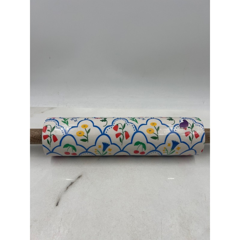 CBK Inspired Home Rolling Pin Blue White Cherry Wood Handles Baking Kitchen gallery