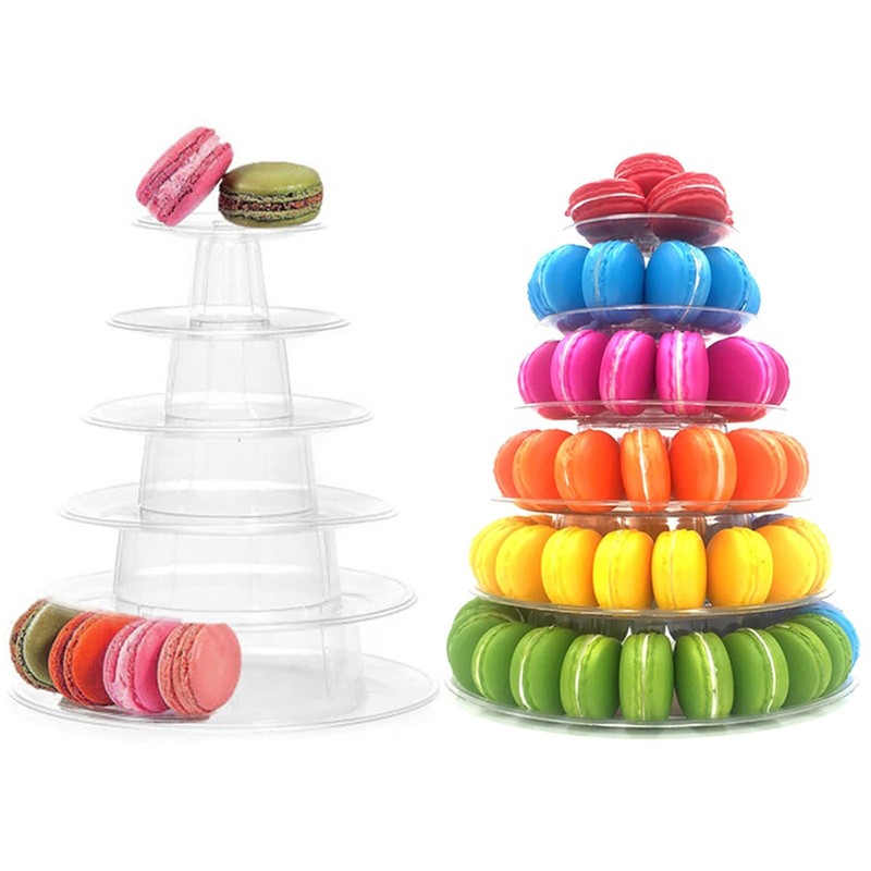 6 Tiers Round Macaron Tower Stand Plastic Transparent Cake Stand Macaron Disp…
