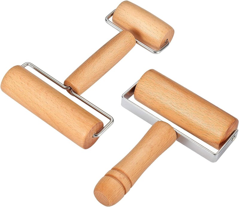 2 Pcs Pizza Dough Baker Roller Wooden Pasta Rolling Pin Set Home Kitchen Cooking