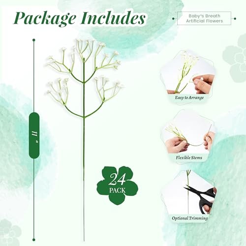 24PCS White Babys Breath Artificial Flowers,11'' Elegant Faux 24-Baby Breath gallery