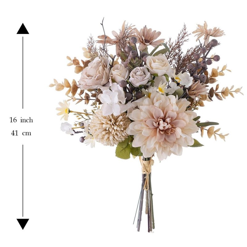 Peauley 16" Artificial Silk Flower Table Arrangement: Roses, Dandelions, Daisies gallery