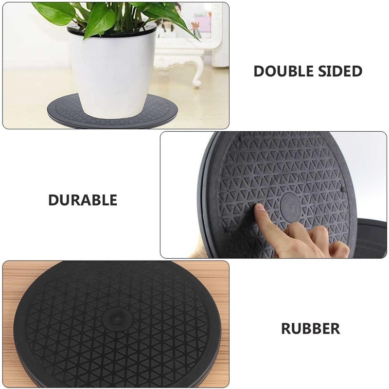 1Pc Rubber Table Turntable Rotating Information Sharing Turntable (Black) gallery