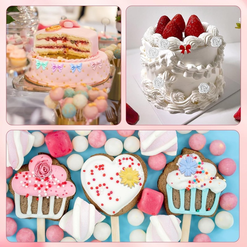 4 Pcs Flower&Bow Molds Chocolate Bow Chocolate Molds Silicone Cake Pop Mold gallery